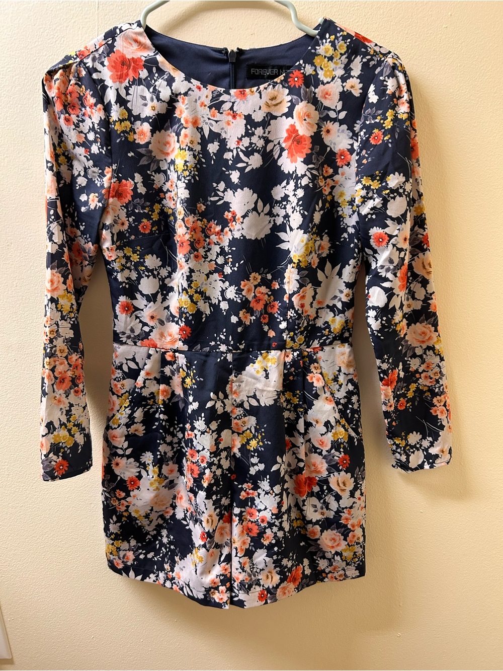 Forever New Navy Floral Dress with Peach and Coral Flowers
